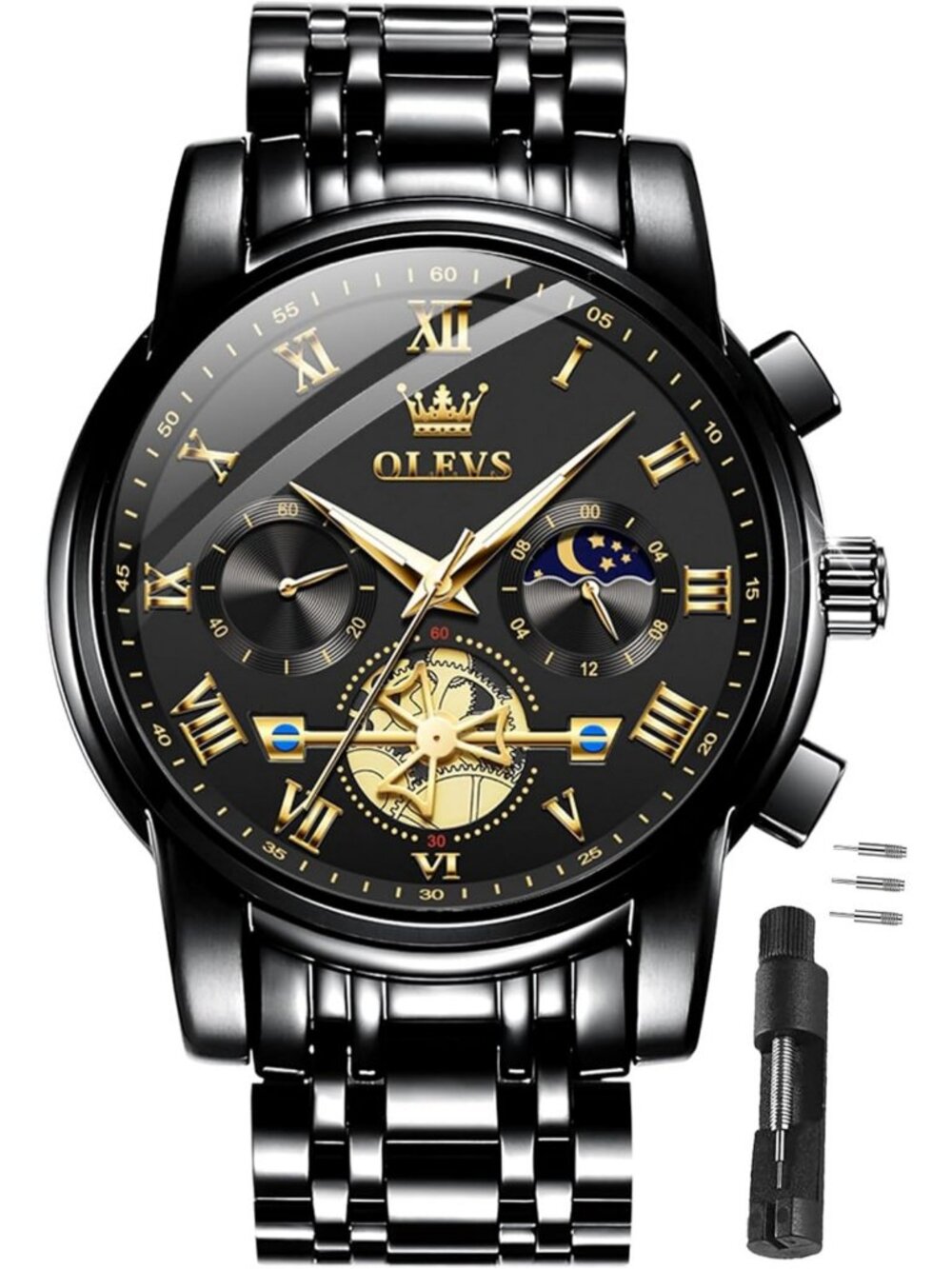 Luxury Men's Analog Watch - Waterproof Stainless Steel Dress Timepiece, Date